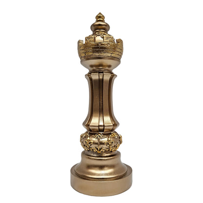 Decorative Victoris King big size chess piece features a distinctive gold-toned metallic finish Showpiece Figurine