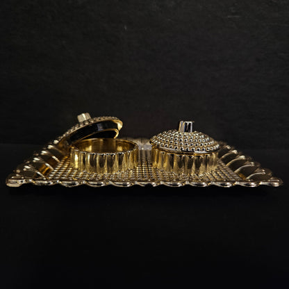 Rectangular Shaped kum kum tray with slots with Lids for haldi & marriage Return Gifts