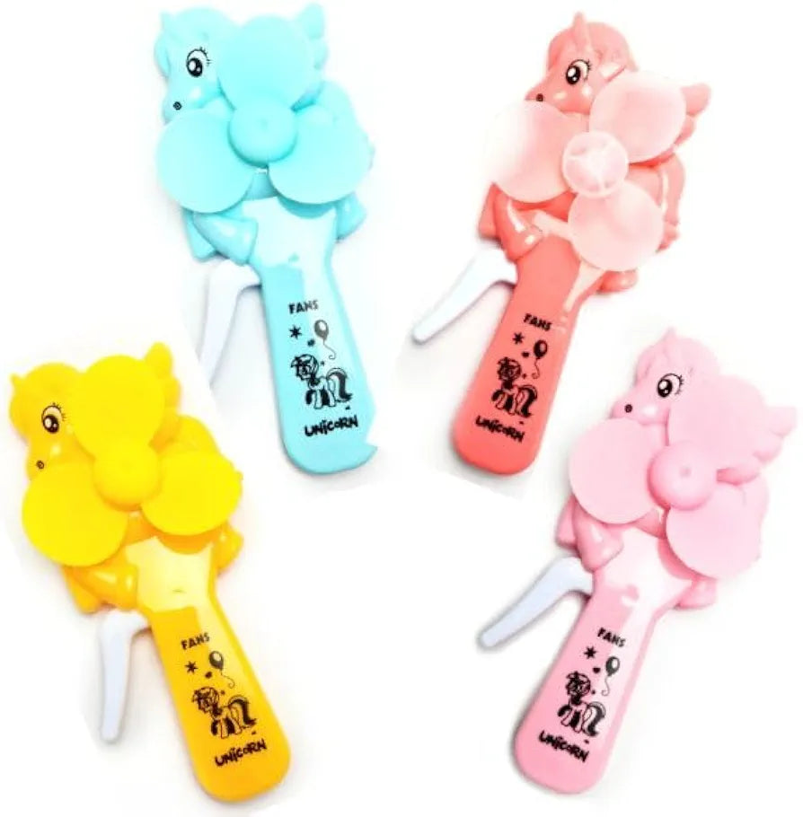 Mini Unicorn Hand fan (Pack of 1 fan,Random) Mini Candy Storage|Cool Toy for Kids & Moms|Cute Squeeze toy with Soft and Safe Plastic Blade/Wings