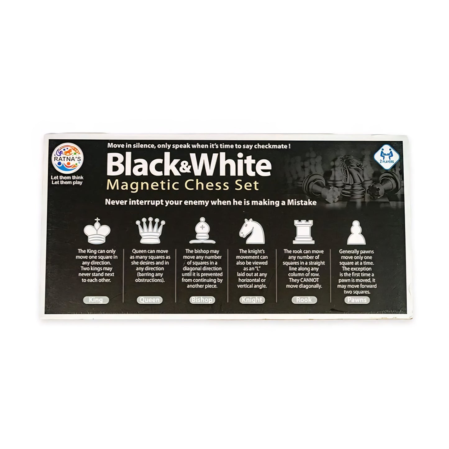 RATNA'S Black & White Magnetic Chess Set for All Ages