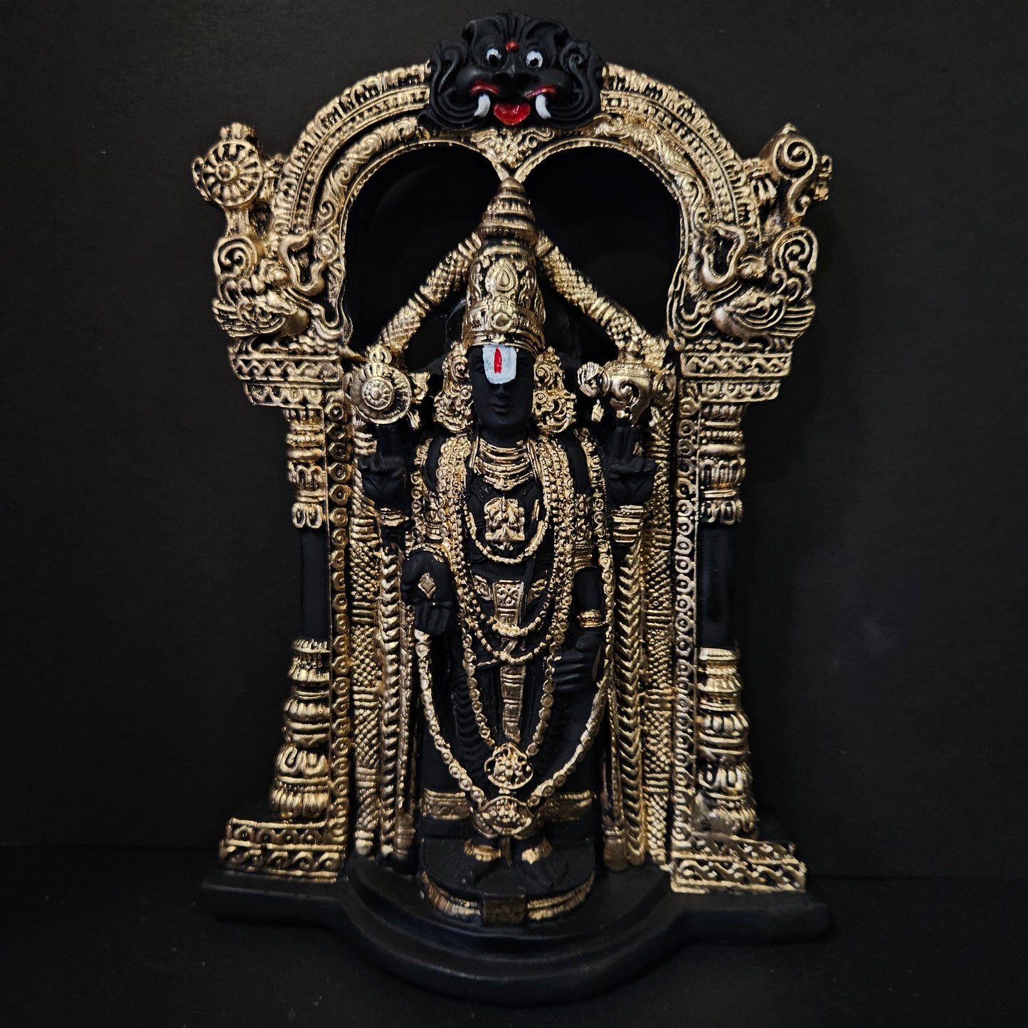 Lord Venkateshwara Idol Gold & Black colored Statue for Home & Pooja room