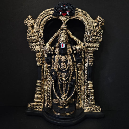 Lord Venkateshwara Idol Gold & Black colored Statue for Home & Pooja room