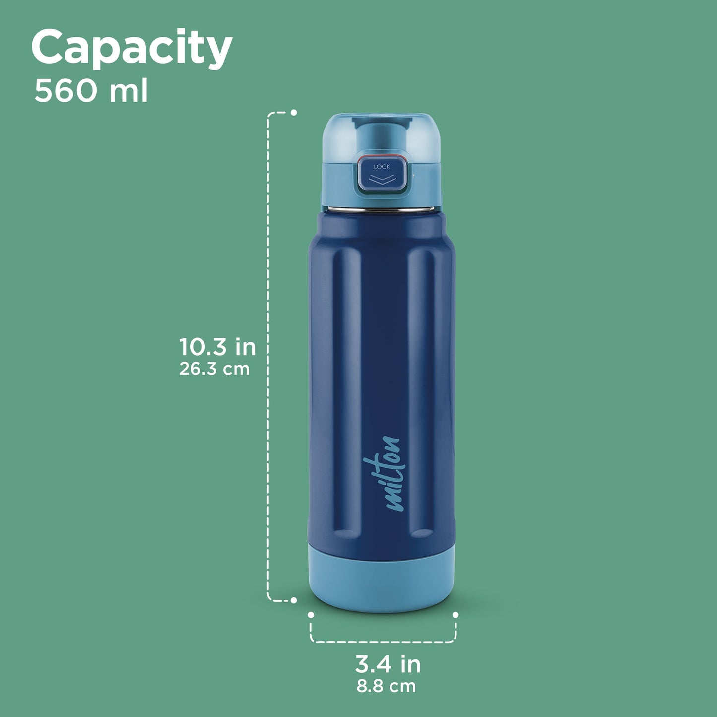 MILTON steel Taurus 900 ISI Certified Stainless Steel Water Bottle, Leak Proof, Rust Proof, Single walled,1 Yr Warranty, Ideal Sipper Water Bottle for School Kids Bottle,640ml