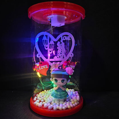 The best wishes to you a girl Figurine in a capsule lighting attractive Showpiece Figurine perfect for couples gifting