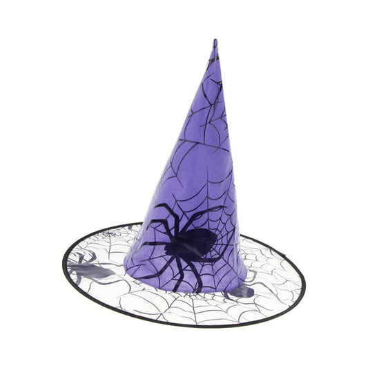 Spiders with webs printed Halloween Hat for Kids (Purple)