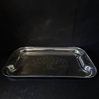 Three tree designed stainless Steel rectangular serving tray perfect for Return gifting purpose