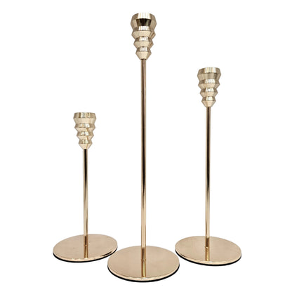 Golden Candle Holder (Pack of 3) Candle Holders for Aesthetic Home Decor, Dining Table Decor, Bedroom Decor