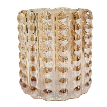 Hobnail Vase — Sophisticated Amber Color Beautiful Raised Polka Dot and Bubble Design — Warm and Soft for Kitchen and Living Spaces