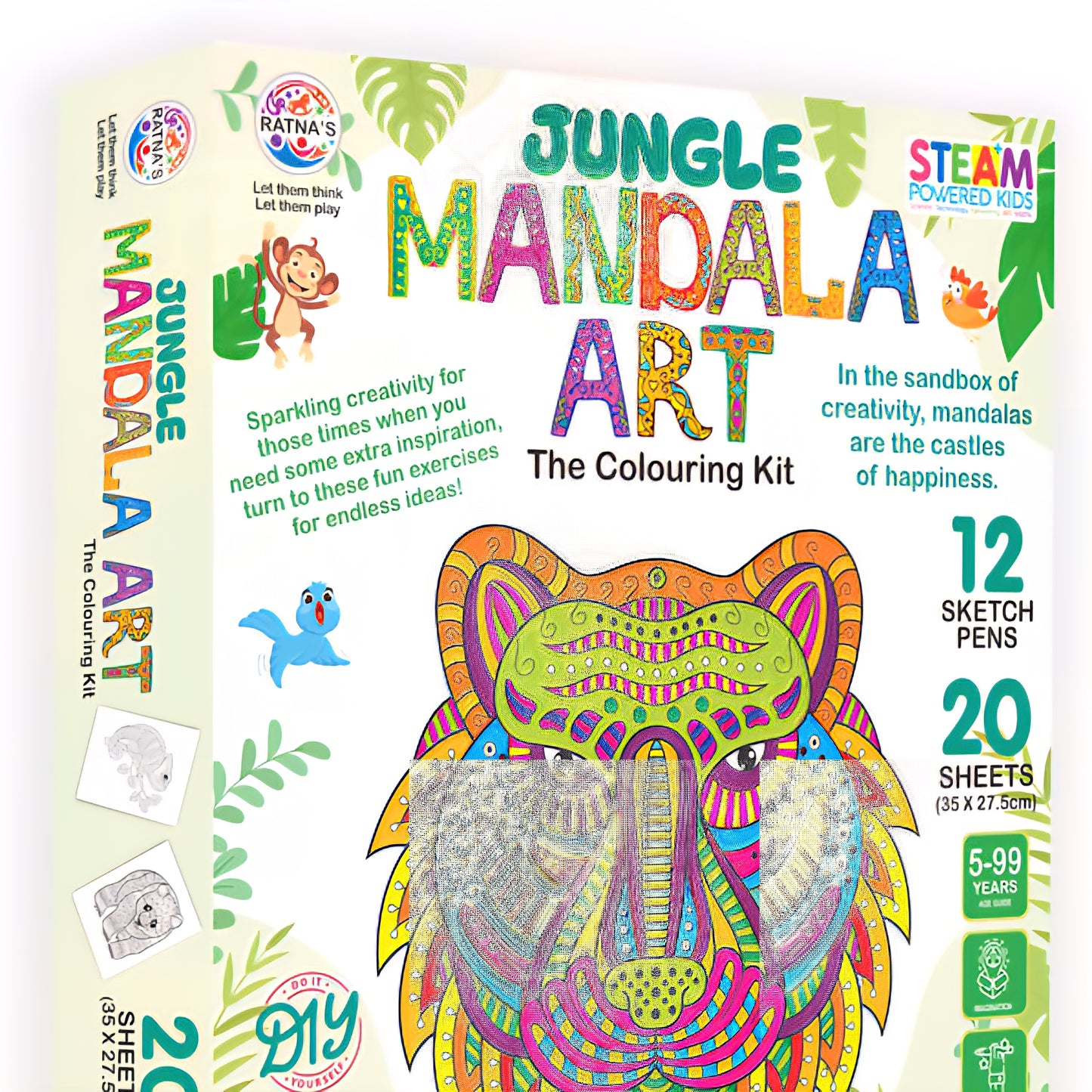 Ratnas Jungle Mandala Art The Coloring Kit with 20 Sheets