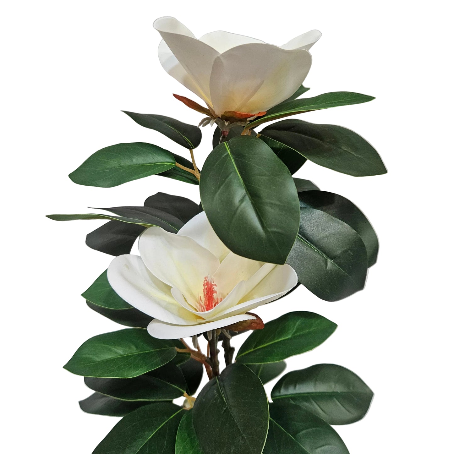 Realistic Artificial Magnolia Flower Stems – Decorative Faux Flowers with Lifelike Petals and Green Leaves for Home Decor, Wedding Arrangements, and Centerpieces
