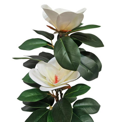 Realistic Artificial Magnolia Flower Stems – Decorative Faux Flowers with Lifelike Petals and Green Leaves for Home Decor, Wedding Arrangements, and Centerpieces
