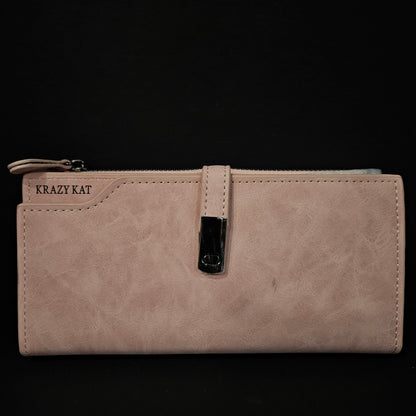 Leather Thin Slim Wallets for Women with magnetic clip & Zipper