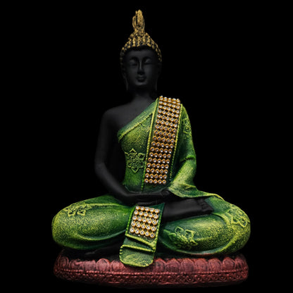 Handicrafts Meditating Buddha Polyresine Showpiece with Diamond Shawl