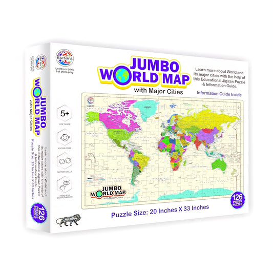 Educational & Learning Jumbo World Map Puzzle with Major Cities Jigsaw Puzzle for Kids