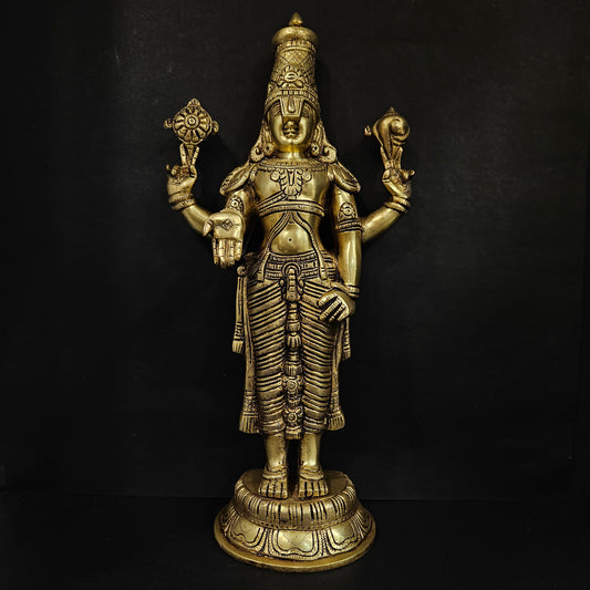 Lord Venkateshvara as Balaji at Tirupati In Brass Handmade Made In India Brass idol