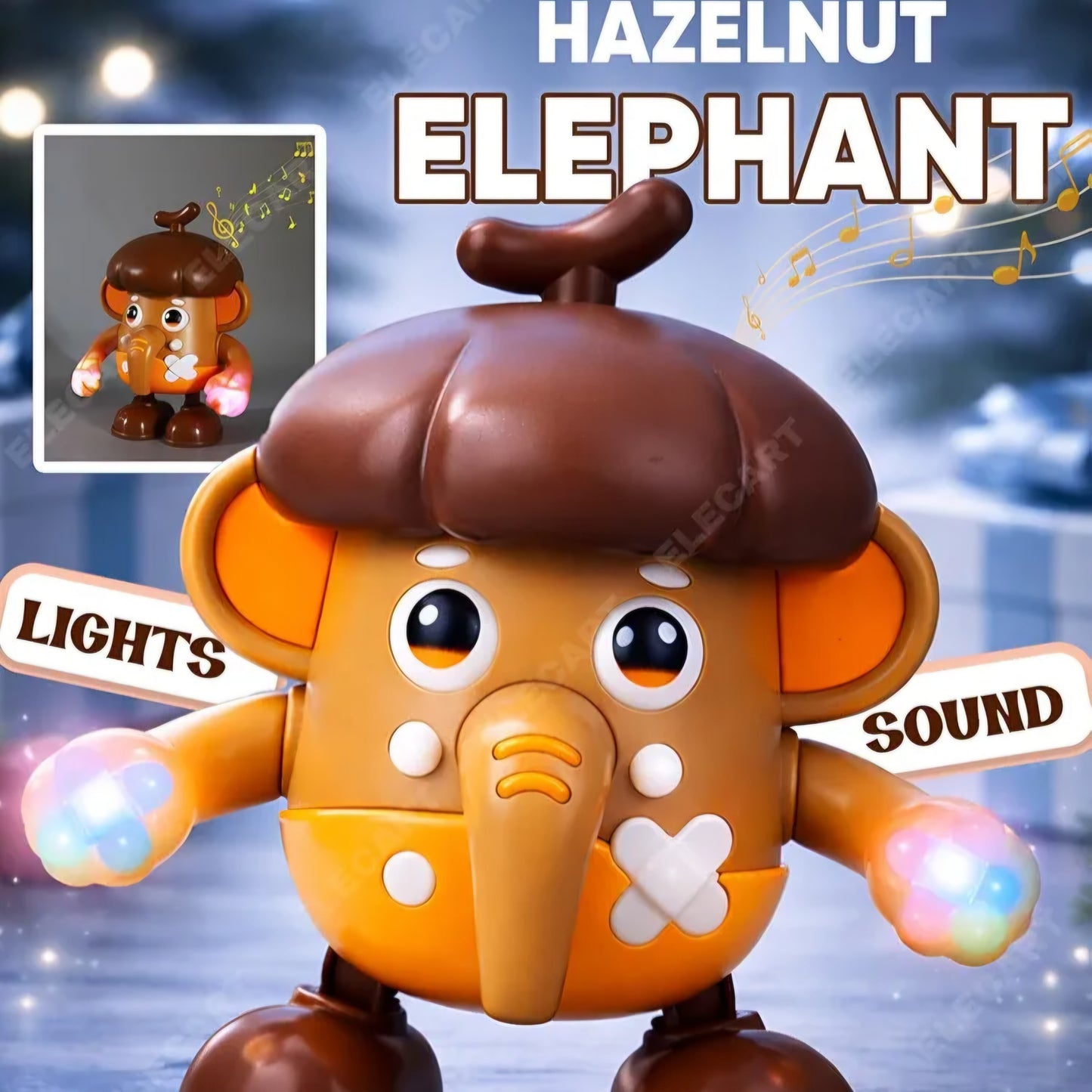 Hazelnut Elephant Dancing & Lighting Musical Battery Operated Toy for kids