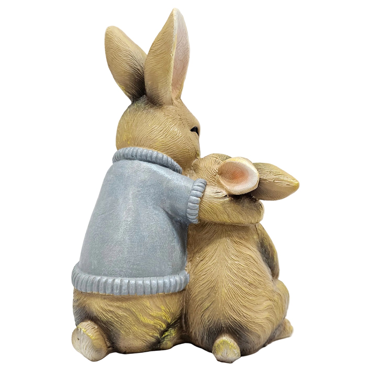 Resin rabbit garden statue features a mother bunny hugging a smaller baby rabbit Showpiece Figurine