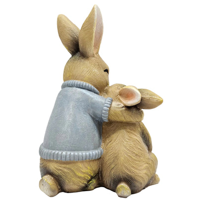 Resin rabbit garden statue features a mother bunny hugging a smaller baby rabbit Showpiece Figurine
