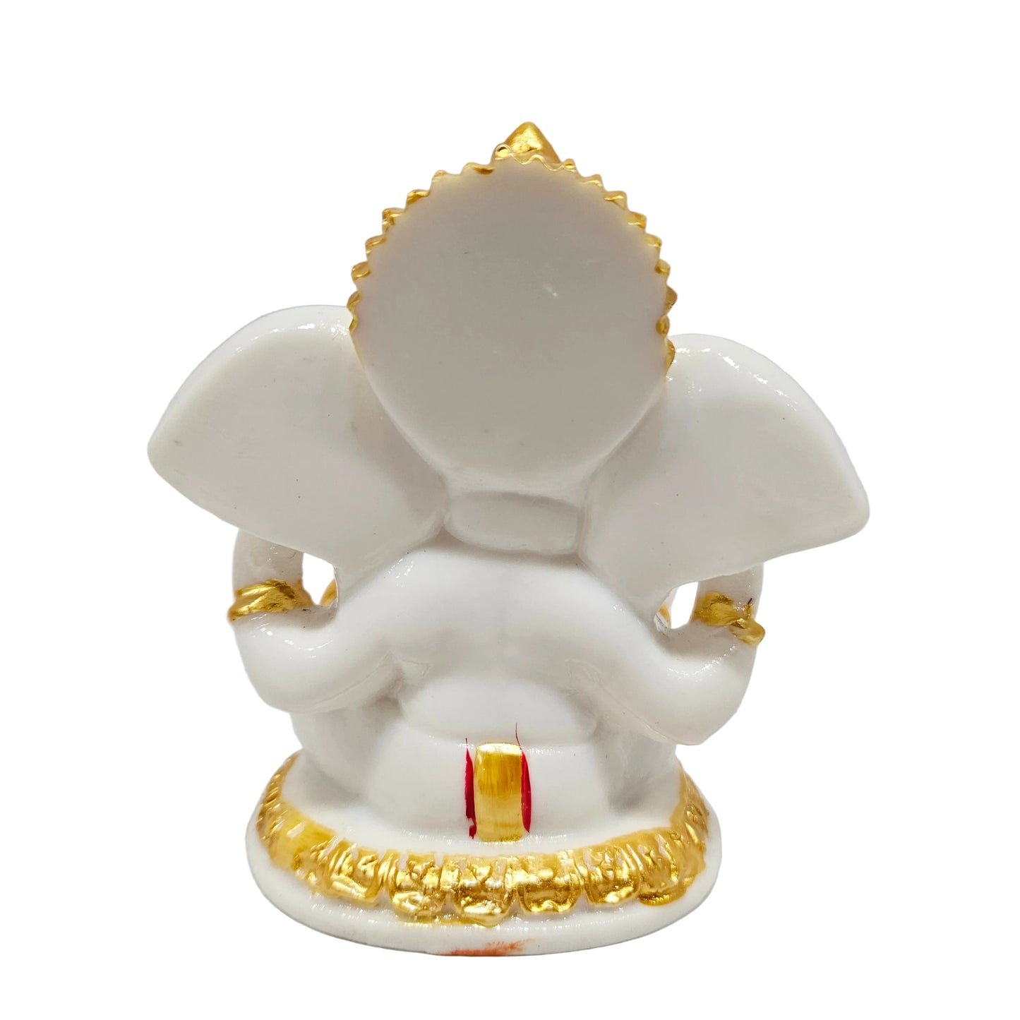 White Ganesh idol is a decorative showpiece, often crafted from polyresin or marble dust for home or car dashboard placement