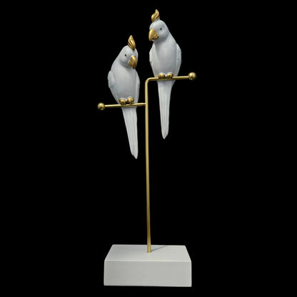 Parrot Ara on Golden Perch Souvenir Handmade Sculpture Decor - Small Figurine for Home Decor Bird Statues - Collectible Figurines