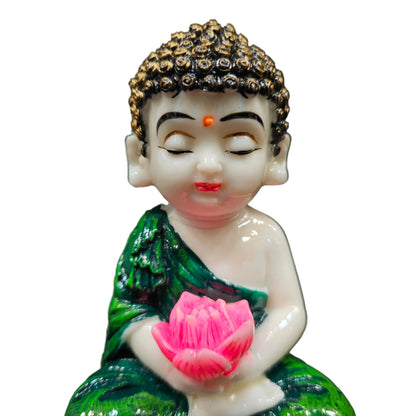 Handcrafted Resine Little Laughing Buddha Monk Sculpture | Showpiece for Home Decor and Office