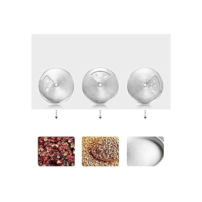 Glass Spice Jar Stainless Steel & Salt & Pepper Shaker, Oregano, Chilli Flakes Seasoning Sprinkler,Air Tight Kitchen Container,Dining Table Masala Box Dabbi