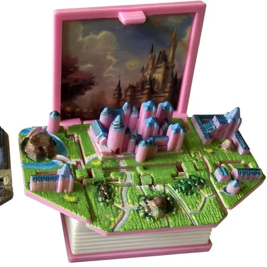 Happy castle 3D Pop-up Book Mini Castle Toys Cute Keychain for Kids Backpack, 3D Castel Scene for Girls Gift for Party Birthday