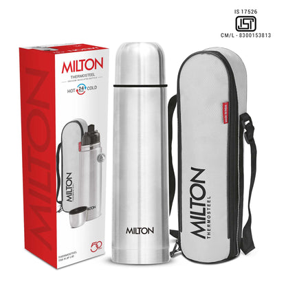 Milton Thermosteel Flip Lid Flask, 1000 milliliters, Silver Single Walled Stainless Steel Fridge Water Bottle, 750ml,Water Bottle