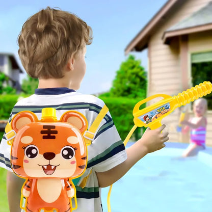 Kids Water Pistol Backpack,Water Gun Backpack Blaster,Tiger Water Gun Backpack,Garden Water Fight Fun Game,Squirt Water Guns Toy for Kids Summer Outdoor Pool Beach(1000ML)