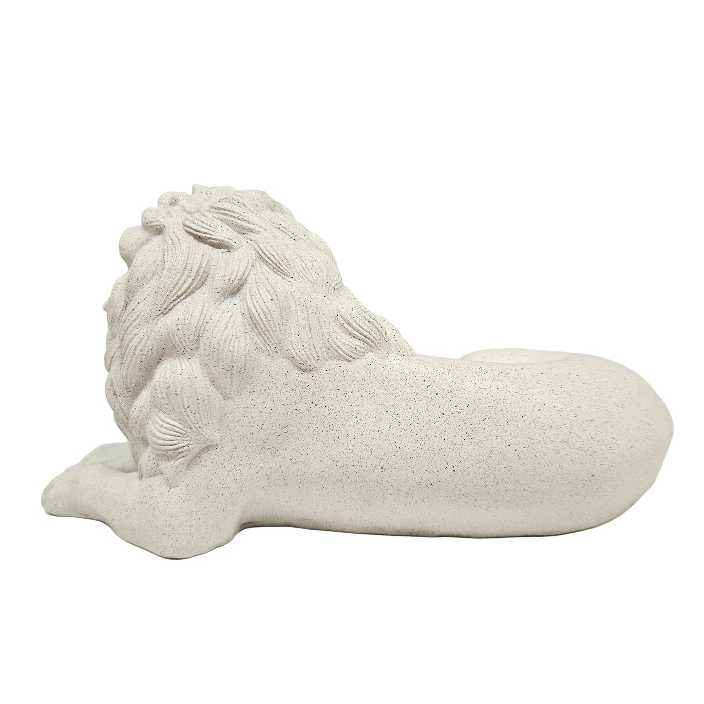 Design Toscano Mansfield Manor Lion Sentinel Statue is crafted from white polyresin and features a classic reclining pose