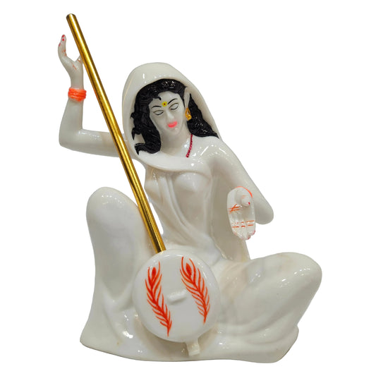 Meerabai White Color small-size Decorative Statue for Home Décor Meerabai Showpiece for Home Entrance Meerabai Marble Dust Statue for Pooja Temple