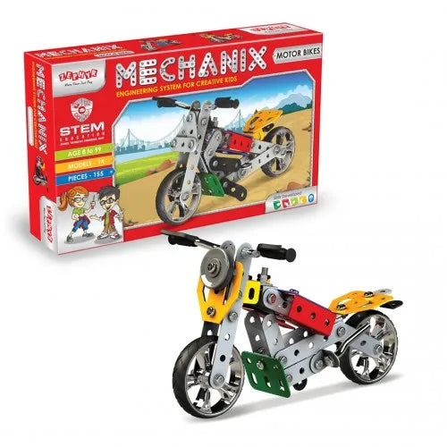 Mechanix Zephyr Metal Set 155 Pieces (Multicolor) Engineering system for Creative kids.Zephyr Mechanix Motor Bikes construction kit.