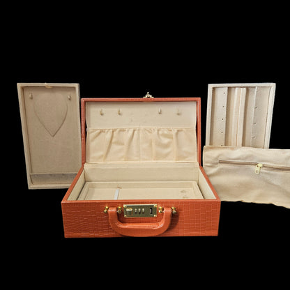Jewellery Box For Women,Portable Travel Jewellery Organiser Box Small Jewellery Box Organiser For Ring,Earrings & Bracelet with number locking