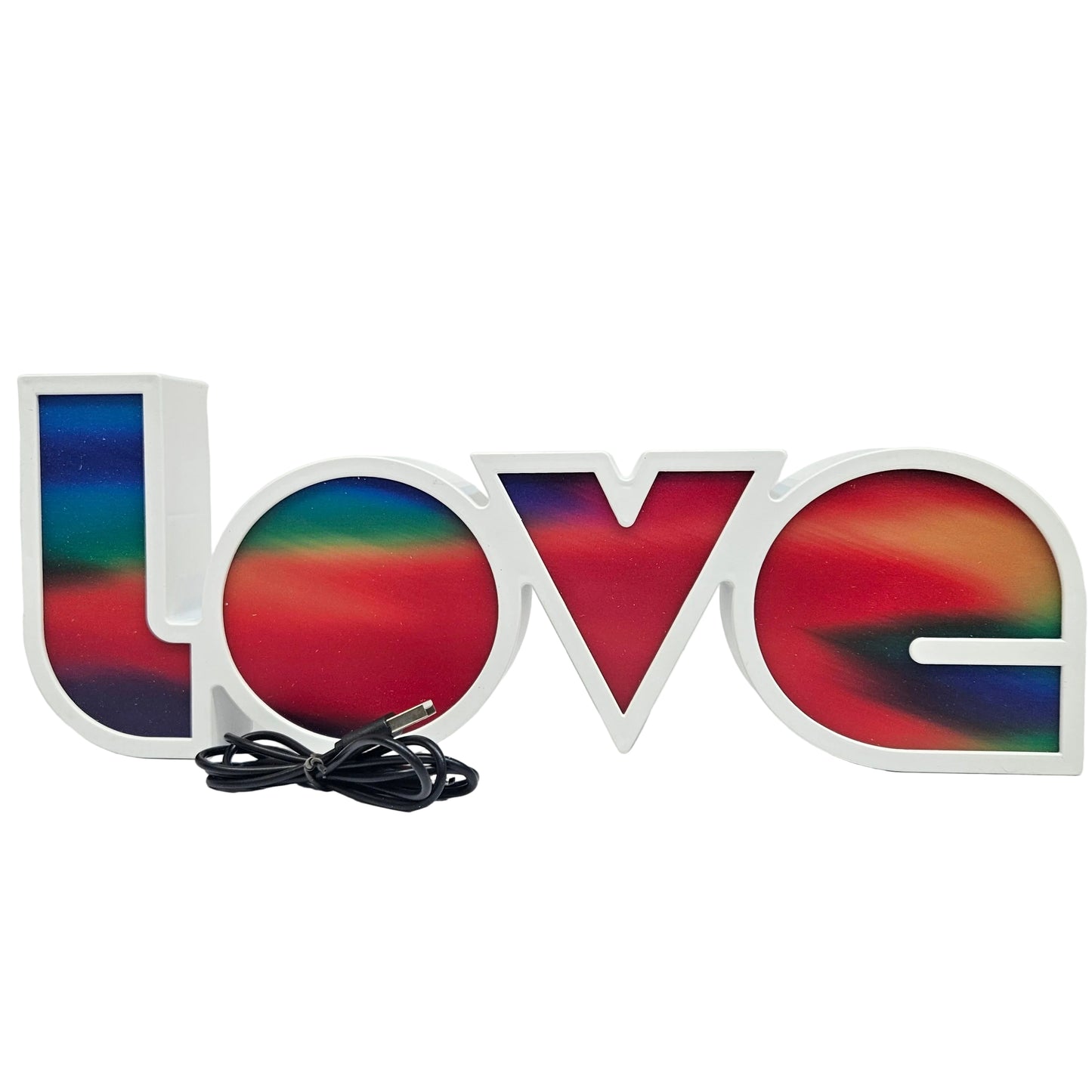 Love Light decorative lamp, featuring a colorful rainbow design that adds a unique accent to any room