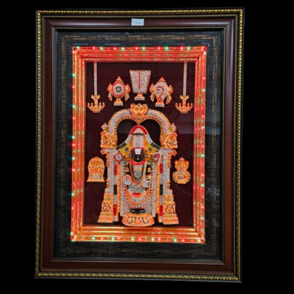 Lord Balaji Photo Frame with multi colour lighting & slokam perfect for Marriage gifting,house warming