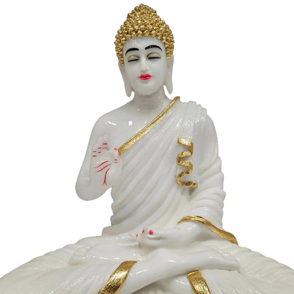 Polresin Golden White Buddha Statue for Garden|Meditation Statue |Outdoor Statue