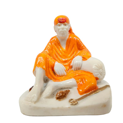 Sai Baba Murti Marble Dust Idol Statue for Home & Pooja Room with White Base