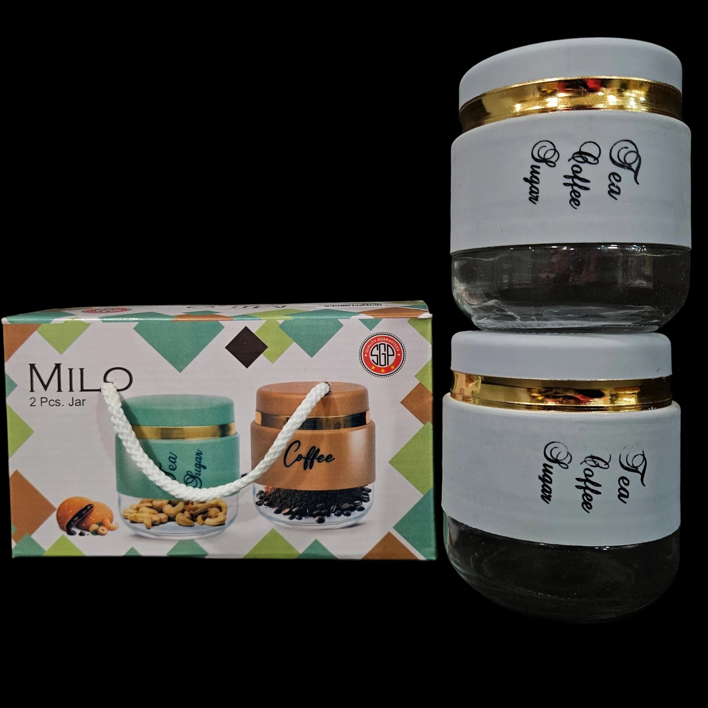 Sgp Milo 2pcs Glass jar set with lid perfect for Return gifting