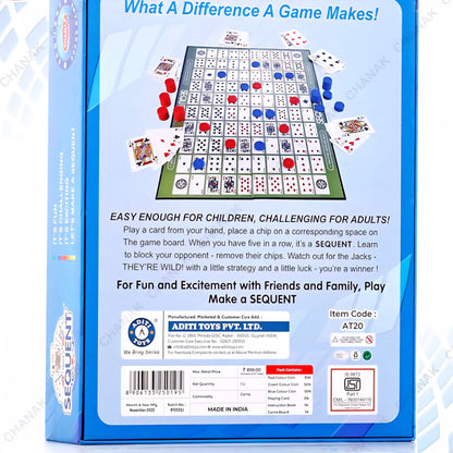 Make A Sequent Board Game, Strategy & Logic Challenging Game with Foldable Board, Plastic Chips & Cards, for Kids Above 7 Years