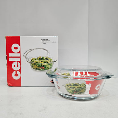 Cello Angelica Glassware Borosilicate Casserole with lid Microwave Safe (Approx:1100ml)