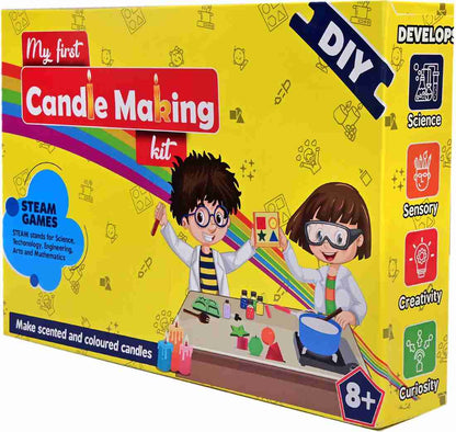 My First Candle Making Kit," designed for children aged 8 and above. Foster creativity and hands-on learning with this DIY candle making experience.