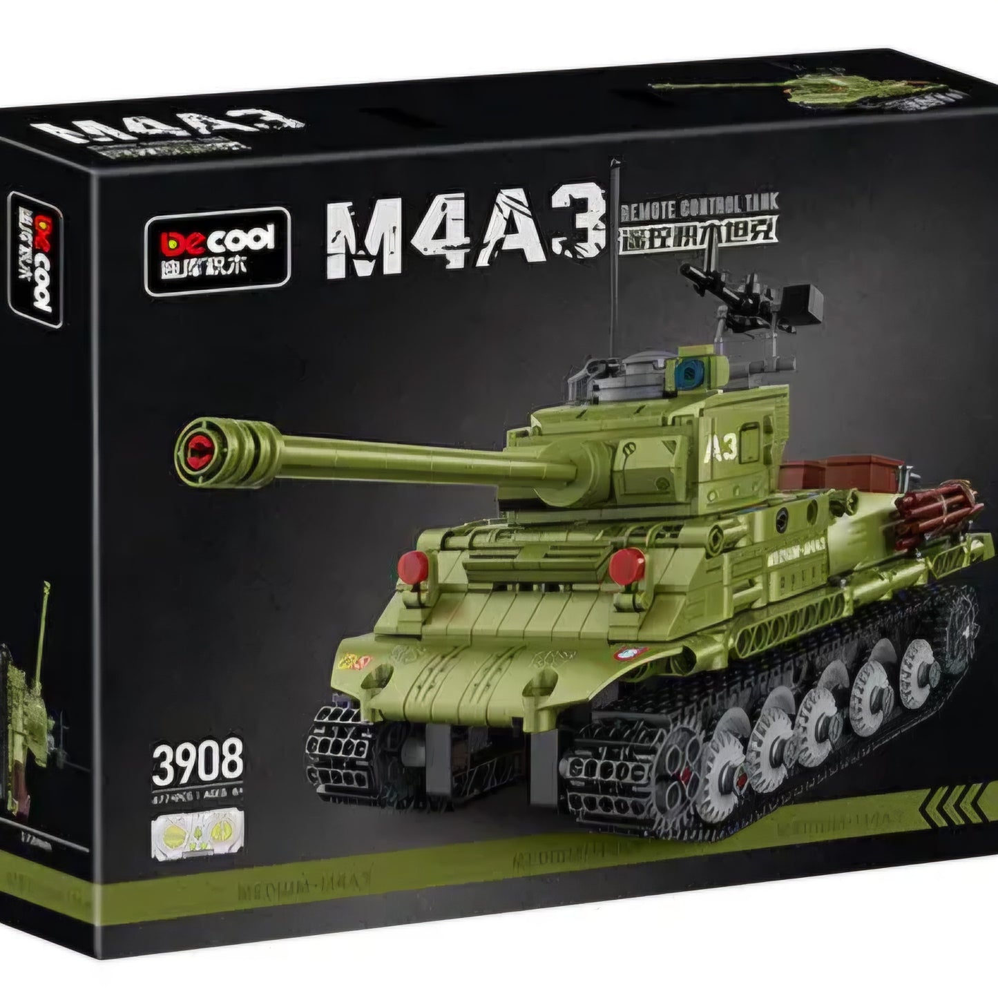 M4A3 Building Blocks Remote Control Military Tank 677+pcs kit set for kids above 6years old