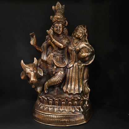 Handcrafted Copper radha Krishna big size idol for Home & Office Decoration