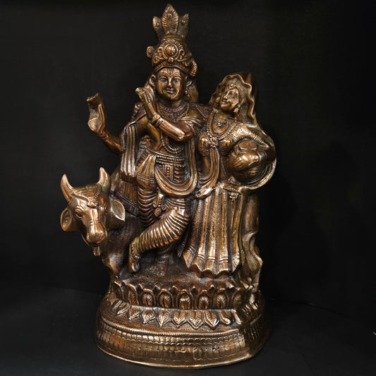 Handcrafted Copper radha Krishna big size idol for Home & Office Decoration