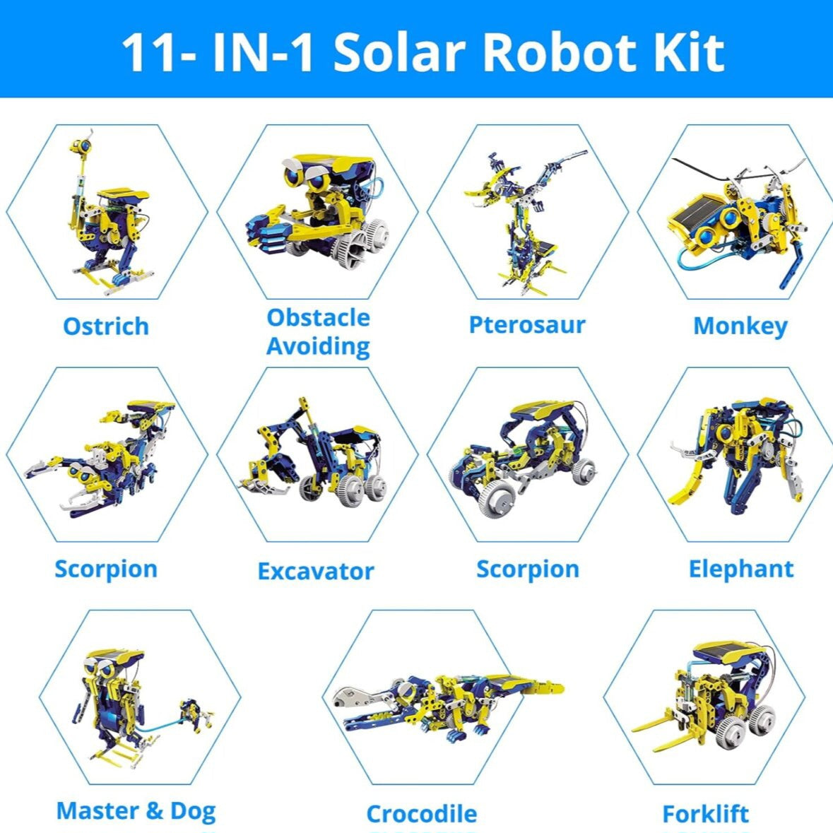 11-in-1 Solar Energy Cool Robot DIY Building Kit | 5+ Extra Modes for Smart Learning Fun for Kids | 8+ Years