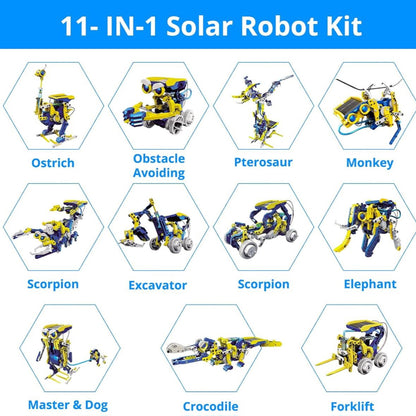 11-in-1 Solar Energy Cool Robot DIY Building Kit | 5+ Extra Modes for Smart Learning Fun for Kids | 8+ Years