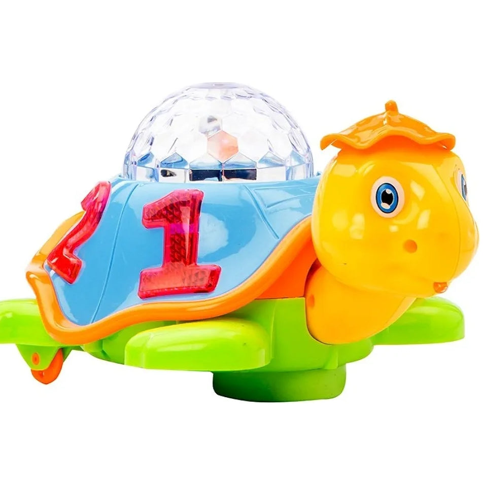Light and Sound 3D Light Funny Musical Toy for Kids Happy Turtle Rotating Dancing Toy Animal Figure with 3D Flashing Light & Sound Toy for Babies Boys and Girls