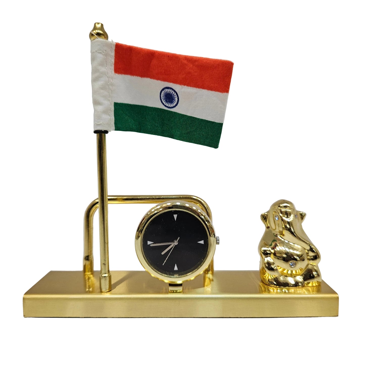 Indian National Flag (Tiranga), Card holder and Ganesha idol Desktop Decor