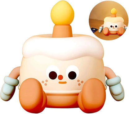 Birthday Cake Soft Silicone Touch Lamp Rechargeable LED Night Lamp for Kids Bedrooms Soft Silicone Touch Lamp with Warm Light .