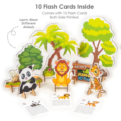 Zoology to Create 3D Jungle with Printed Wooden Cutouts Learning & Educational Game for Kids & Toddlers